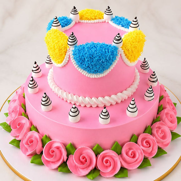 Elegant Pink Two Tier Celebration Cake