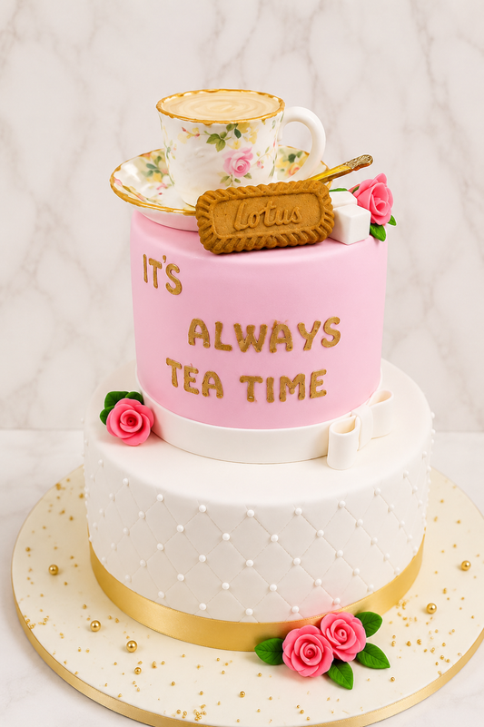 Elegant Tea Time Fondant Cake