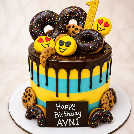 Emoji Donut Drip Cake