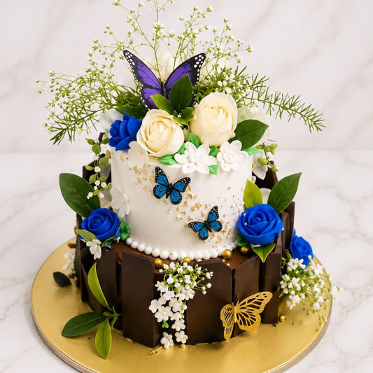 Enchanted Butterfly Floral Designer Cake