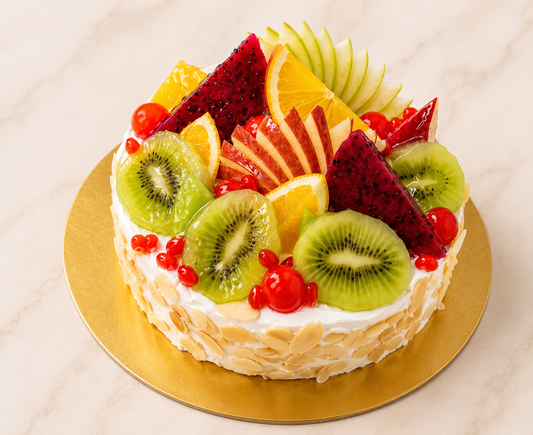 Exotic Fresh Fruit Almond Cake