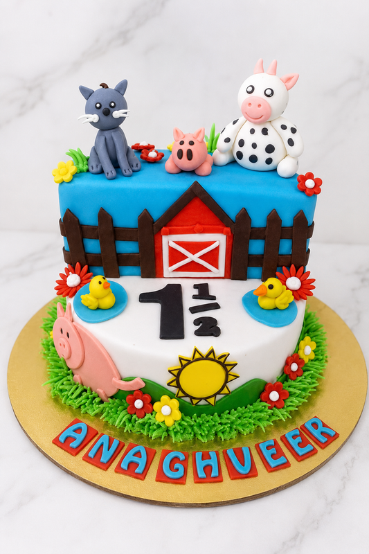 Farm Theme Half Birthday Cake