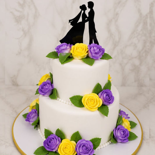 Floral Couple Wedding Cake