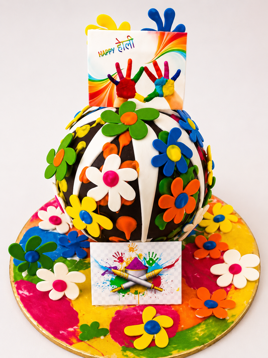 Floral Holi Celebration Dome Cake