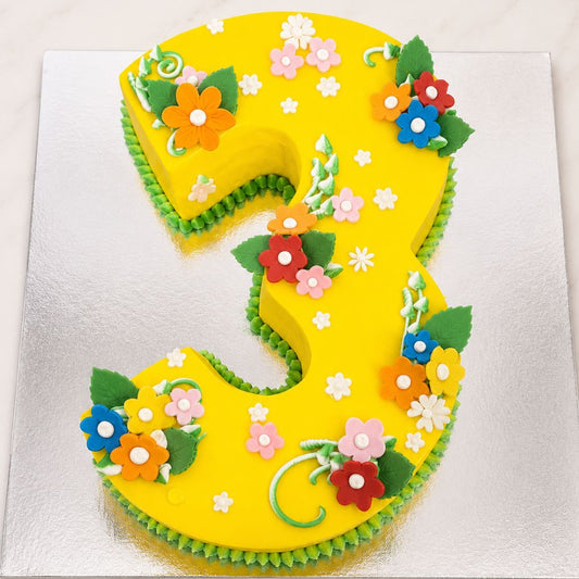 Floral Number 3 Birthday Cake