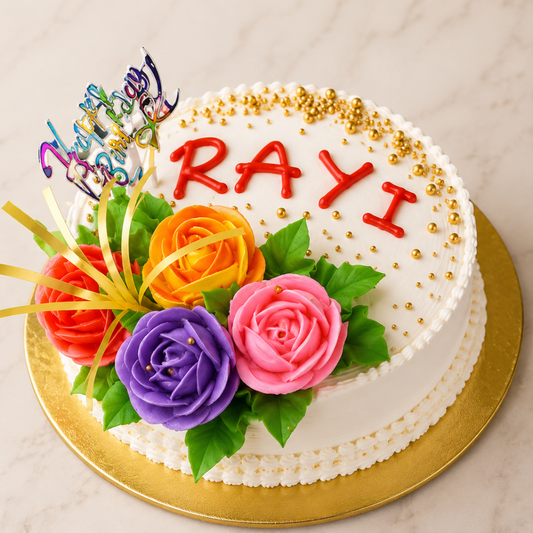 Floral Rose Birthday Cake