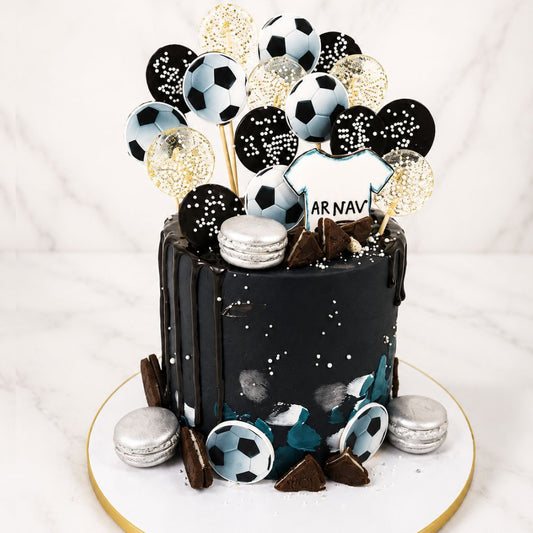 Football Theme Chocolate Drip Cake