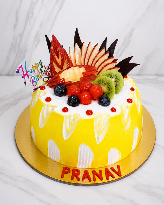 Fresh Fruit Glaze Birthday Cake