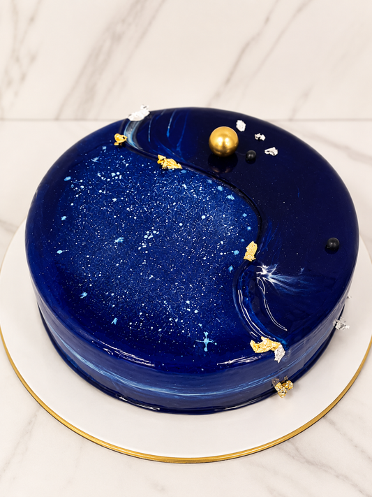 Galaxy Mirror Glaze Cake