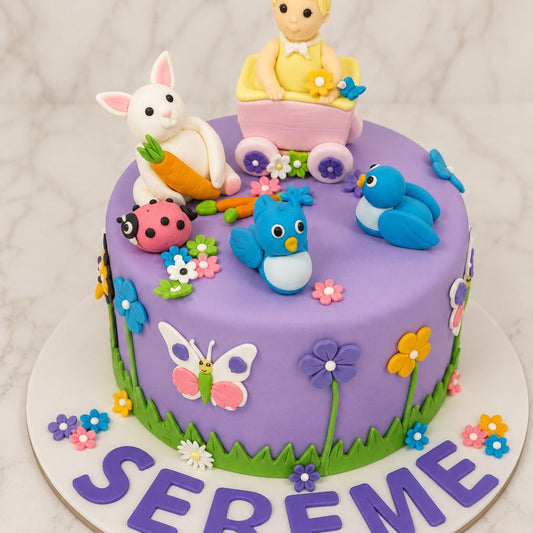 Garden Bunny Baby Theme Cake