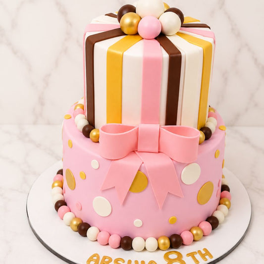 Gift Box Theme Fondant Birthday Cake
