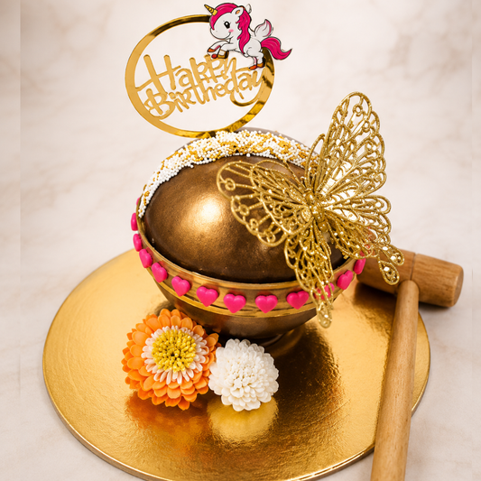 Golden Butterfly Pinata Bowl Cake