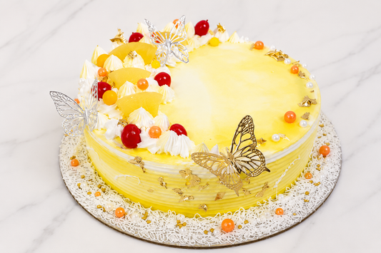 Golden Butterfly Pineapple Celebration Cake