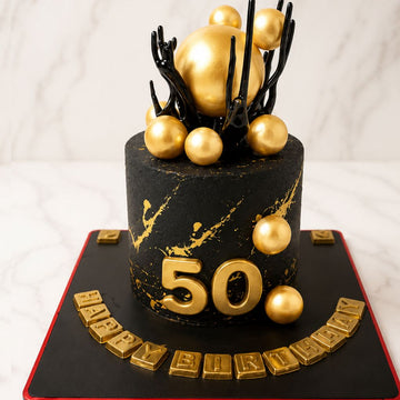 Golden Fifty Elegance Birthday Cake