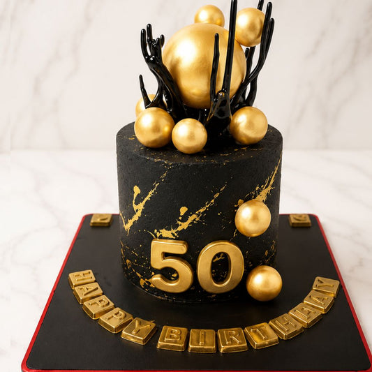 Golden Fifty Elegance Birthday Cake
