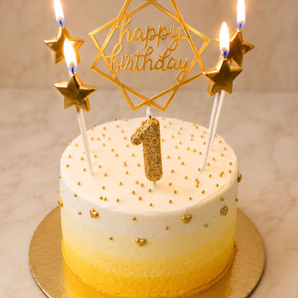 Golden First Birthday Cake