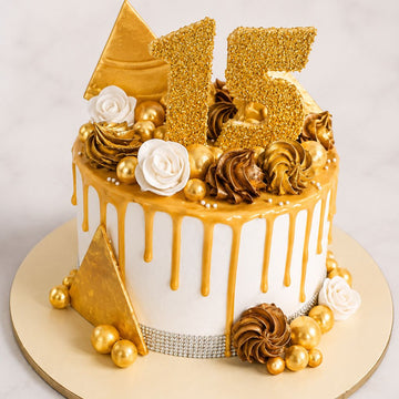 Golden Glam 15th Birthday Cake