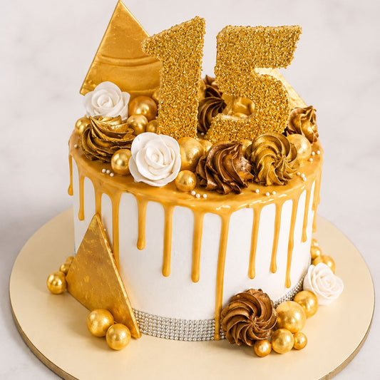 Golden Glam 15th Birthday Cake