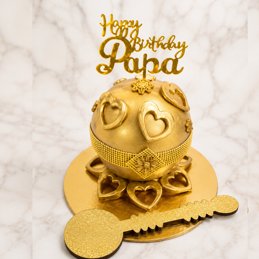 Golden Heart Pinata Birthday Cake
