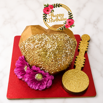 Golden Heart Pinata Birthday Cake 2