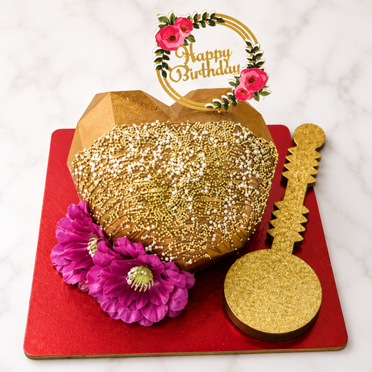 Golden Heart Pinata Birthday Cake 2