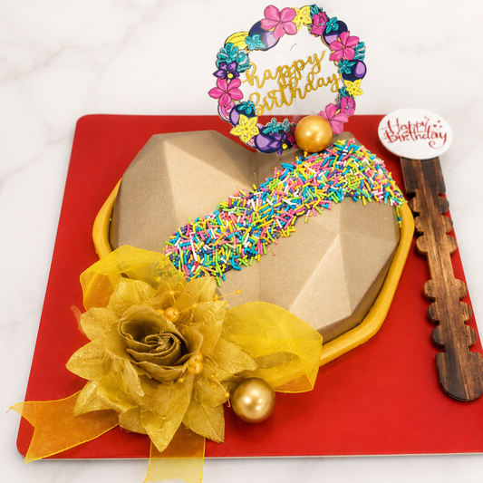 Golden Heart Sprinkle Designer Cake