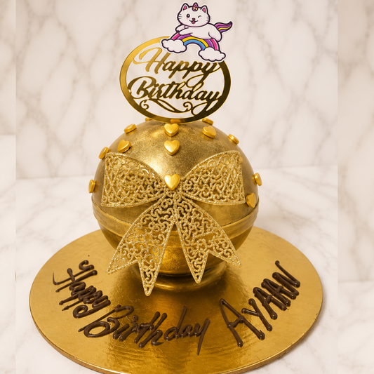 Golden Kitty Pinata Birthday Cake