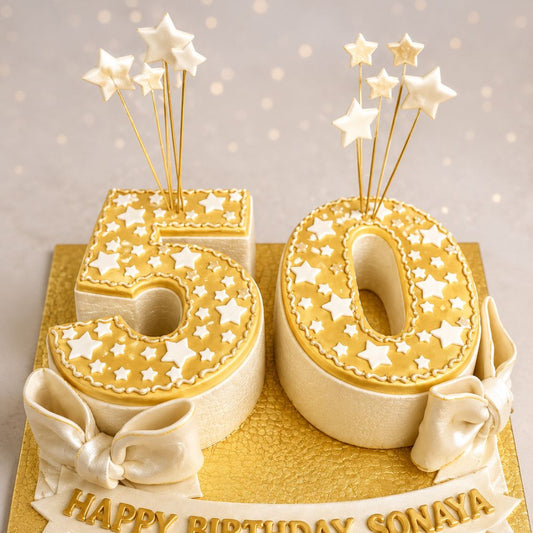 Golden Number Birthday Cake