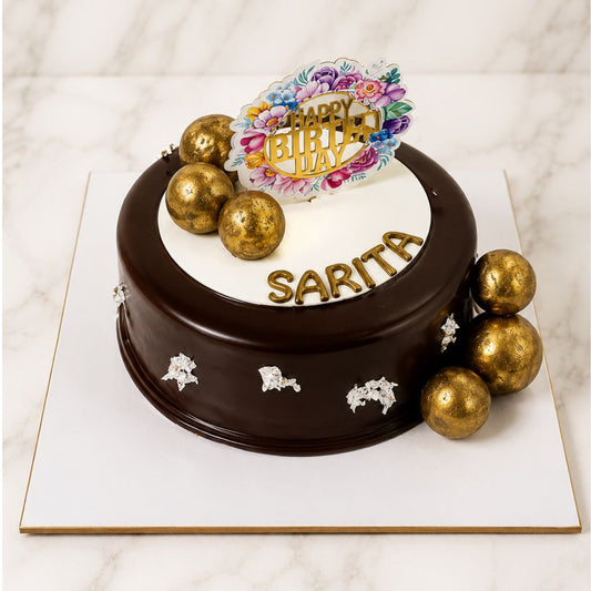 Golden Sphere Birthday Cake