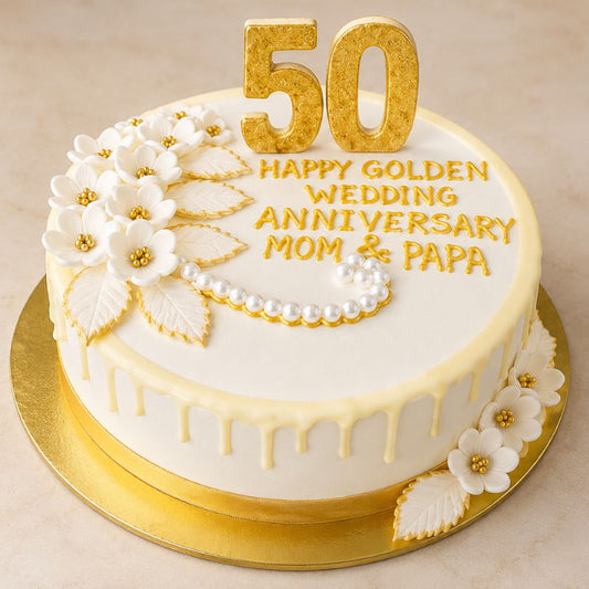 Golden Wedding Anniversary Cake