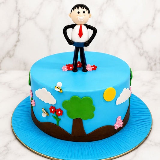Happy Garden Theme Fondant Cake