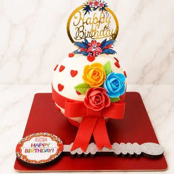 Heart Ribbon Pinata Birthday Cake