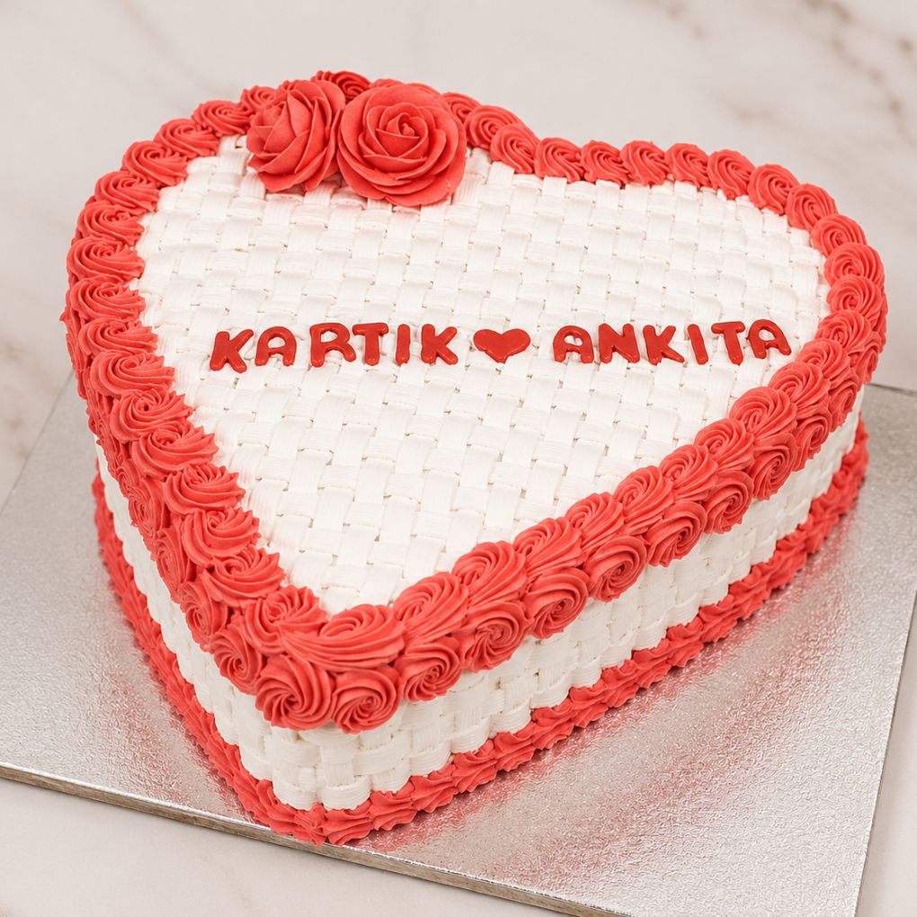 Heart Shape Anniversary Cake