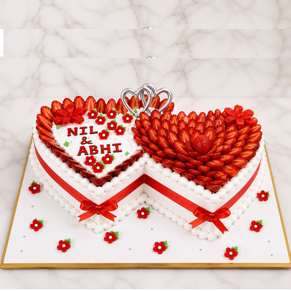 Heart Strawberry Anniversary Cake