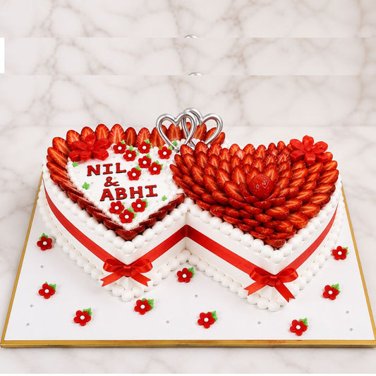 Heart Strawberry Anniversary Cake