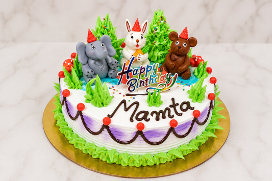 Jungle Animal Theme Birthday Cake