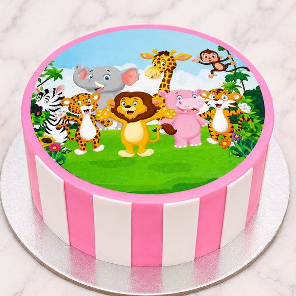Jungle Animals Cartoon Cake