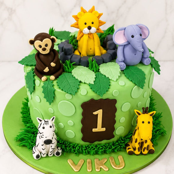 Jungle Safari Animals Birthday Cake