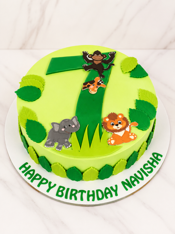 Jungle Safari First Birthday Cake