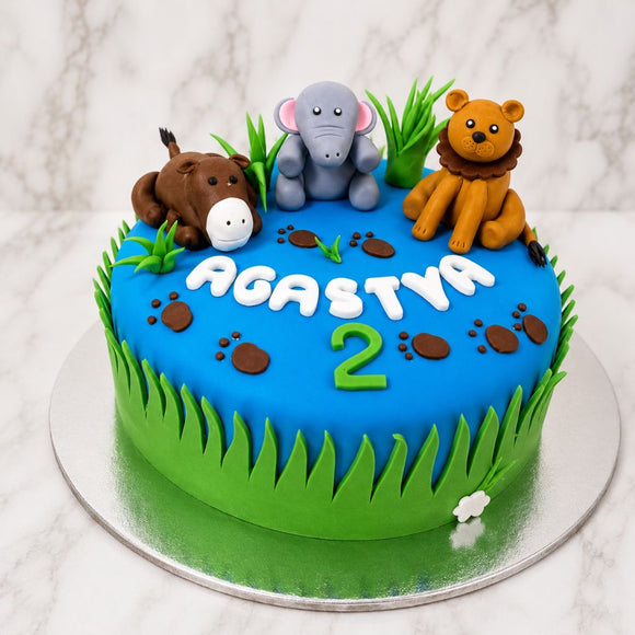Jungle Safari Kids Theme Cake
