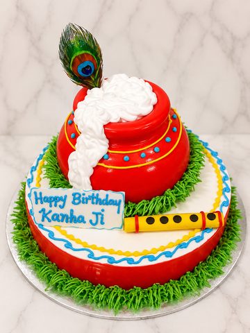 Kanha Ji Matki Theme Cake
