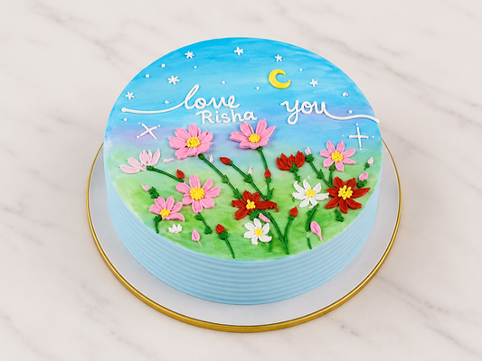 Love You Floral Garden Cake