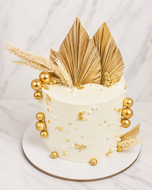 Luxury Boho Gold Leaf Cake