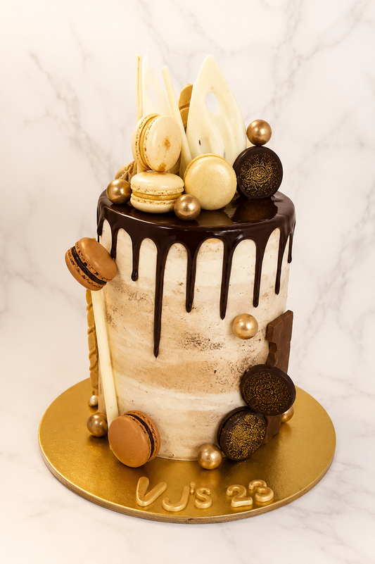 Luxury Chocolate Drip Macaron Cake