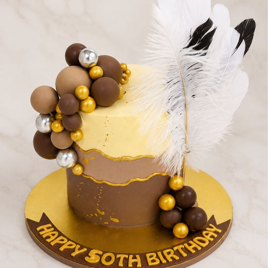 Luxury Feather Golden Sphere Cake