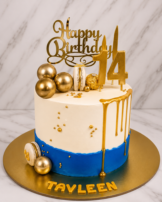 Luxury Gold Drip 14th Birthday Cake