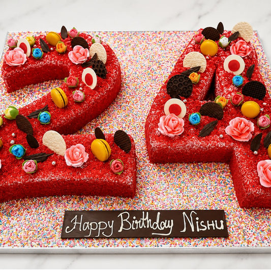 Luxury Red Number 24 Birthday Cake