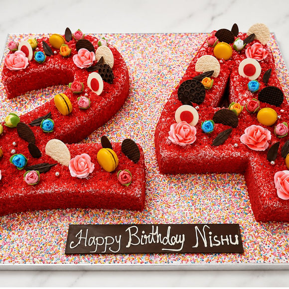 Luxury Red Number 24 Birthday Cake