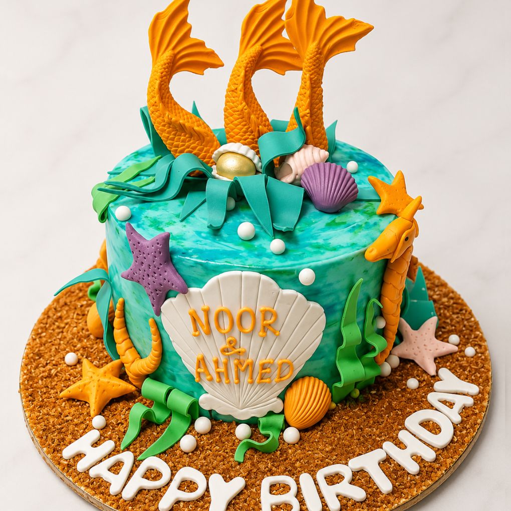 Mermaid Ocean Theme Birthday Cake