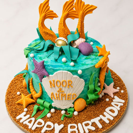 Mermaid Ocean Theme Birthday Cake